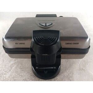 Hamilton Beach Waffle Baker Model 26009 Belgian Style Stainless Steel Nonstick